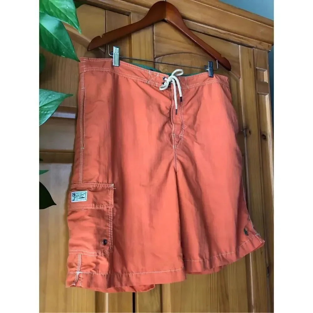 Polo Ralph Lauren Board Shorts Mens Orange Swim Trucks Cargo SZ L